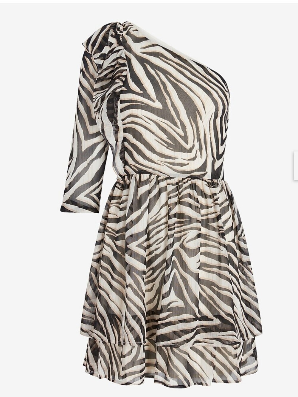 Express - Rachel Zoe Zebra Print One Shoulder Ruffle Mini Dress